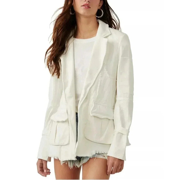 Free People Jackets & Blazers - Free People Women’s Cotton asymmetrical Hem Harlow Blazer NWT